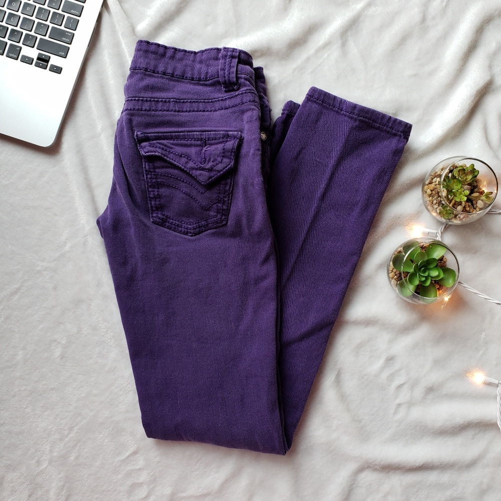 Rue21 Distressed Eggplant Colored Skinny Jeans - Picture 3 of 7